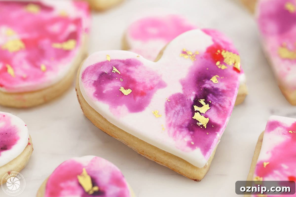 How to Make Watercolor Rose Sugar Cookies 3 Close up of a Watercolor Rose Sugar Cookie.