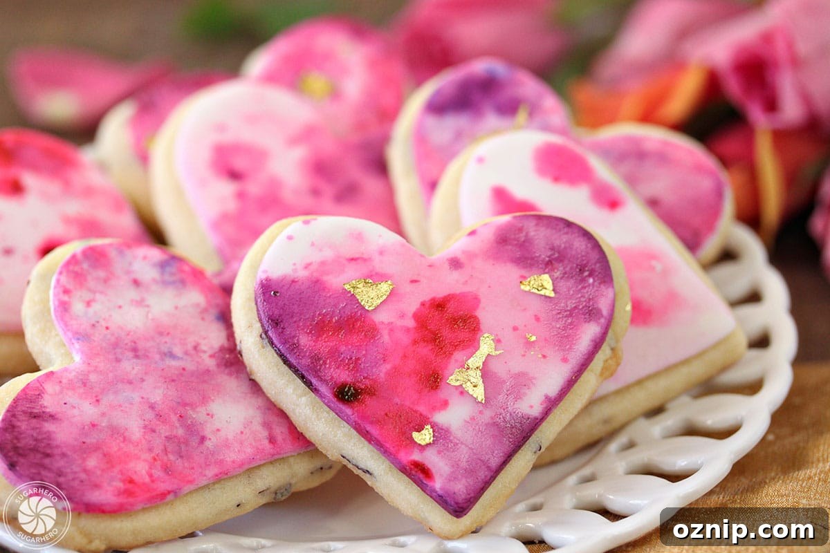 How to Make Watercolor Rose Sugar Cookies 5 A plate of Watercolor Rose Sugar Cookies.