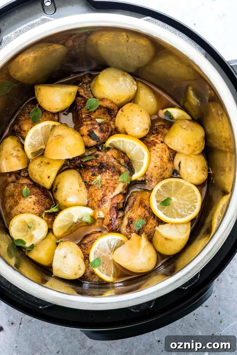 the best instant pot chicken and potatoes inside the instant pot insert