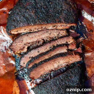 Sliced smoked brisket.