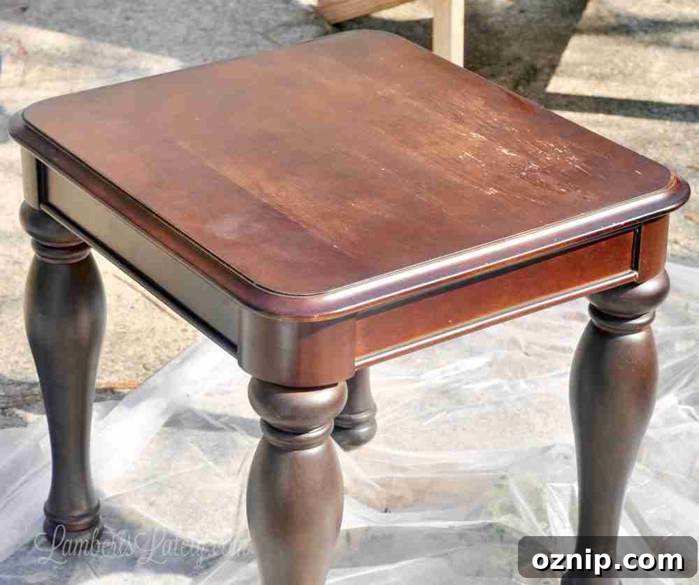 wood table before painting.
