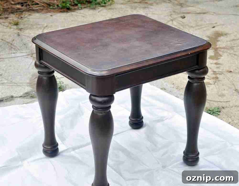 wood table before painting.
