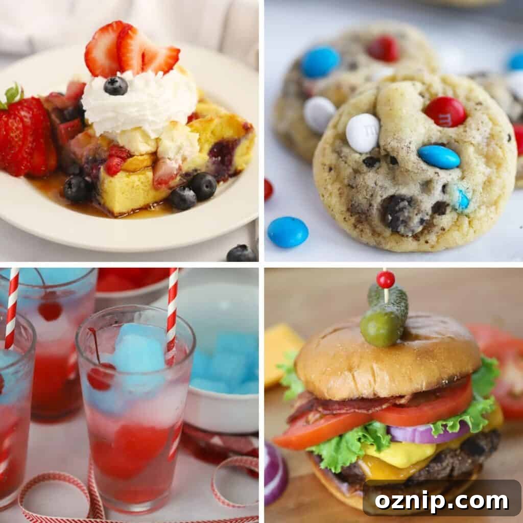 4th of july menu dishes that are good for backyard bbqs and are red white and blue.