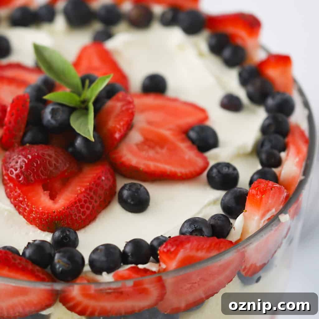best berry trifle recipe made with pound cake, easy 4th of july recipe, memorial day menu