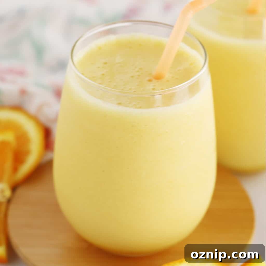 Orange Julius recipe in a glass cup