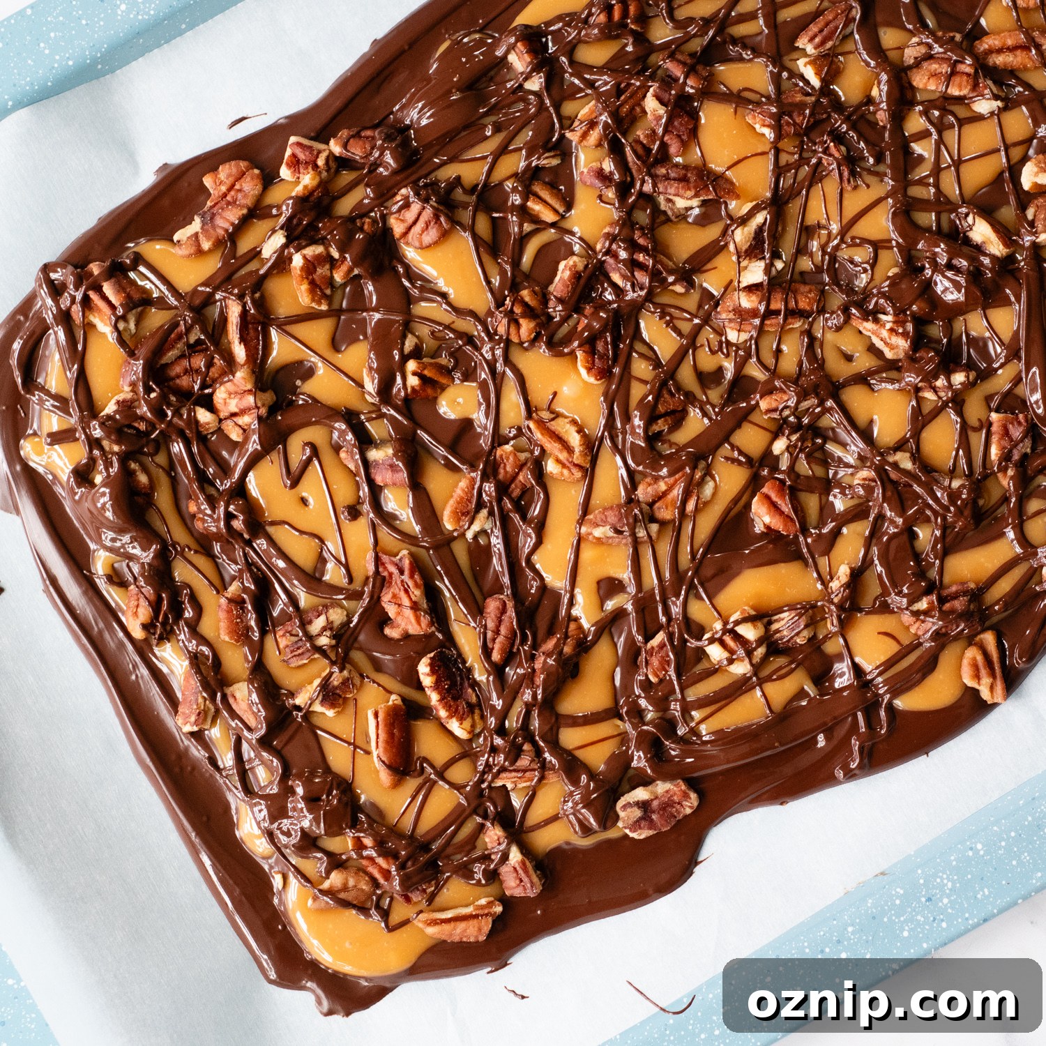 more chocolate drizzled on top as a final touch for the bark.