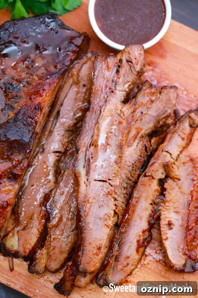 Tender Smoked Beef Brisket Recipe 2 sliced beef brisket