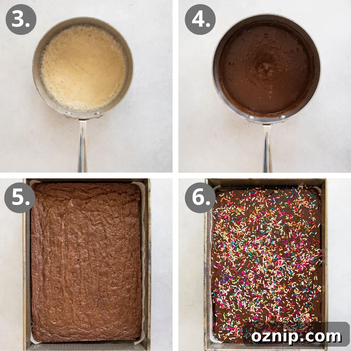 Fudgy Gluten-Free Birthday Brownies Recipe 6 steps to make the fudge frosting and top the brownies.