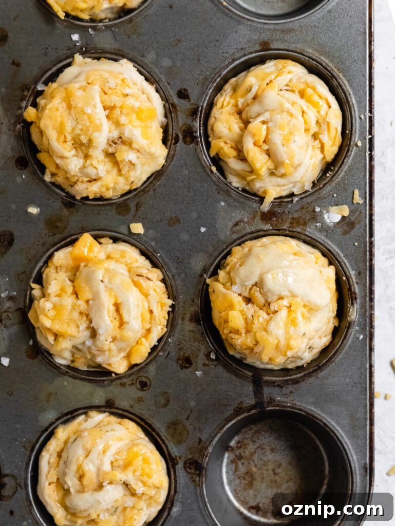 Twisted rolls in muffin pan ready to bake