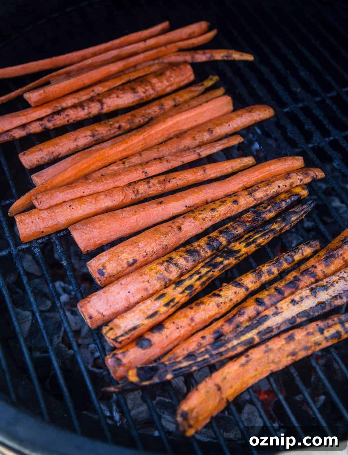 Grilling carrots on the grill