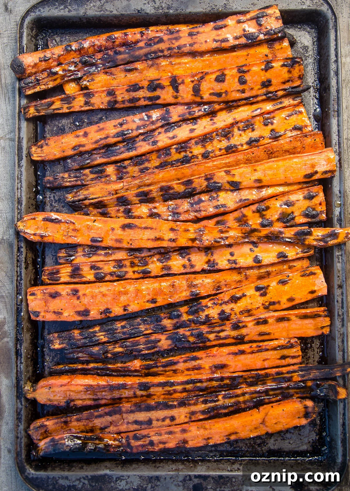 Grilled Carrots on a sheet pan 
