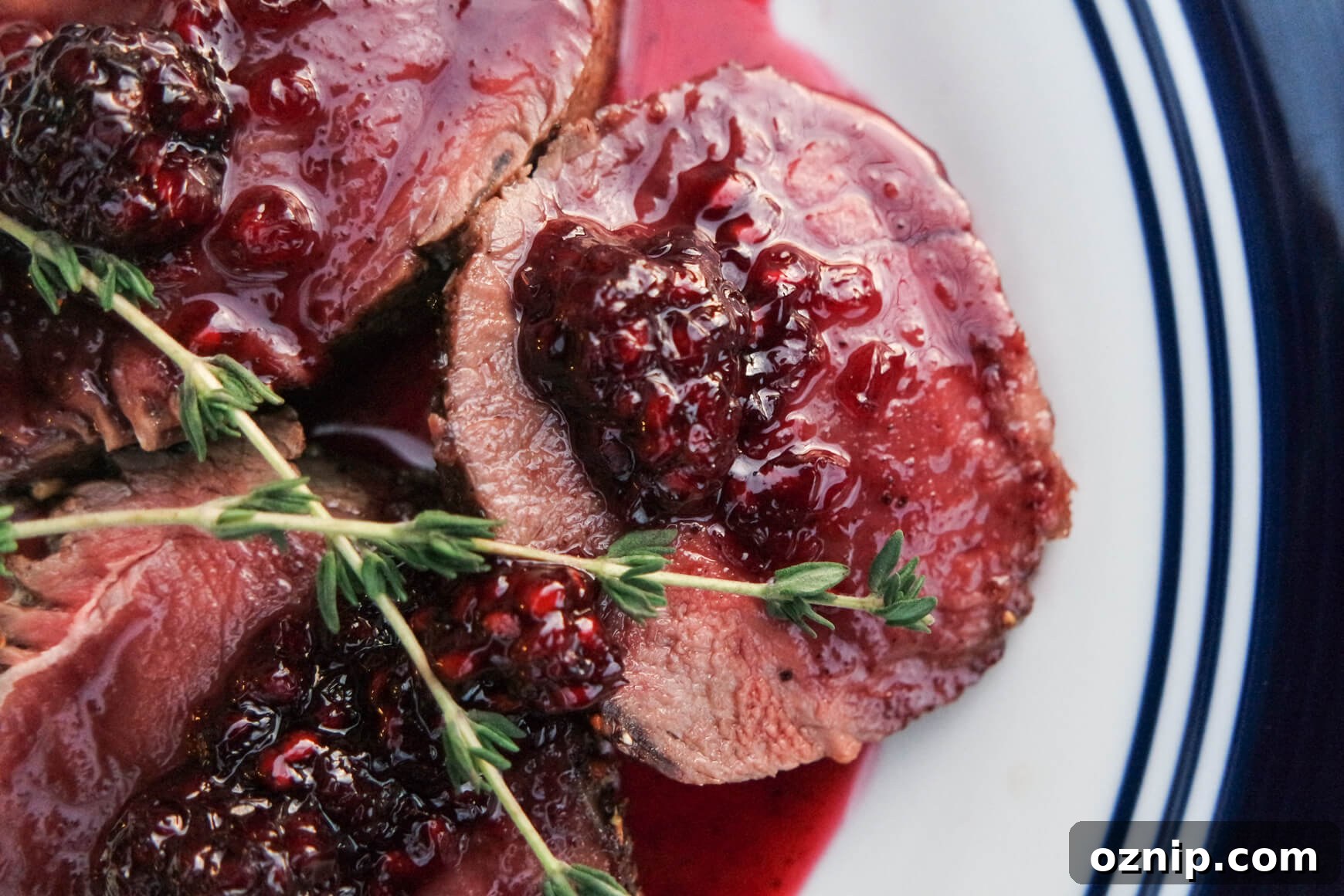 venison backstrap with blackberry sauce