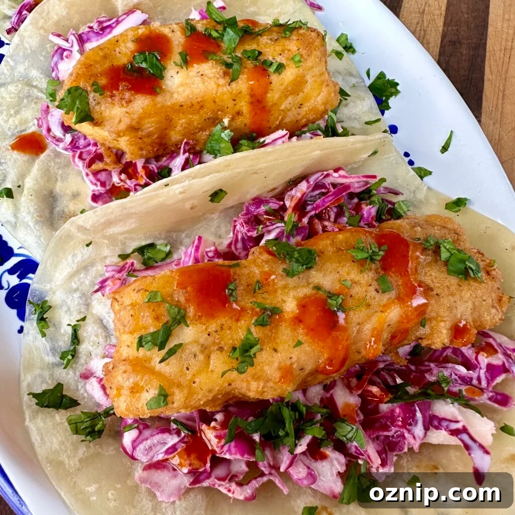 Fish tacos with red cabbage slaw