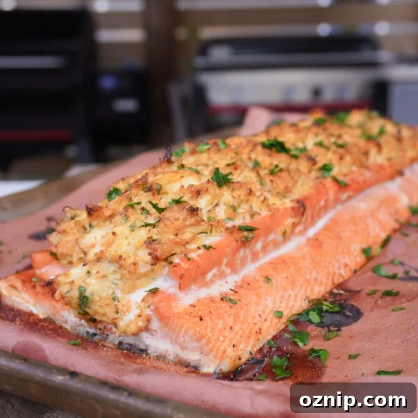 Crab stuffed salmon