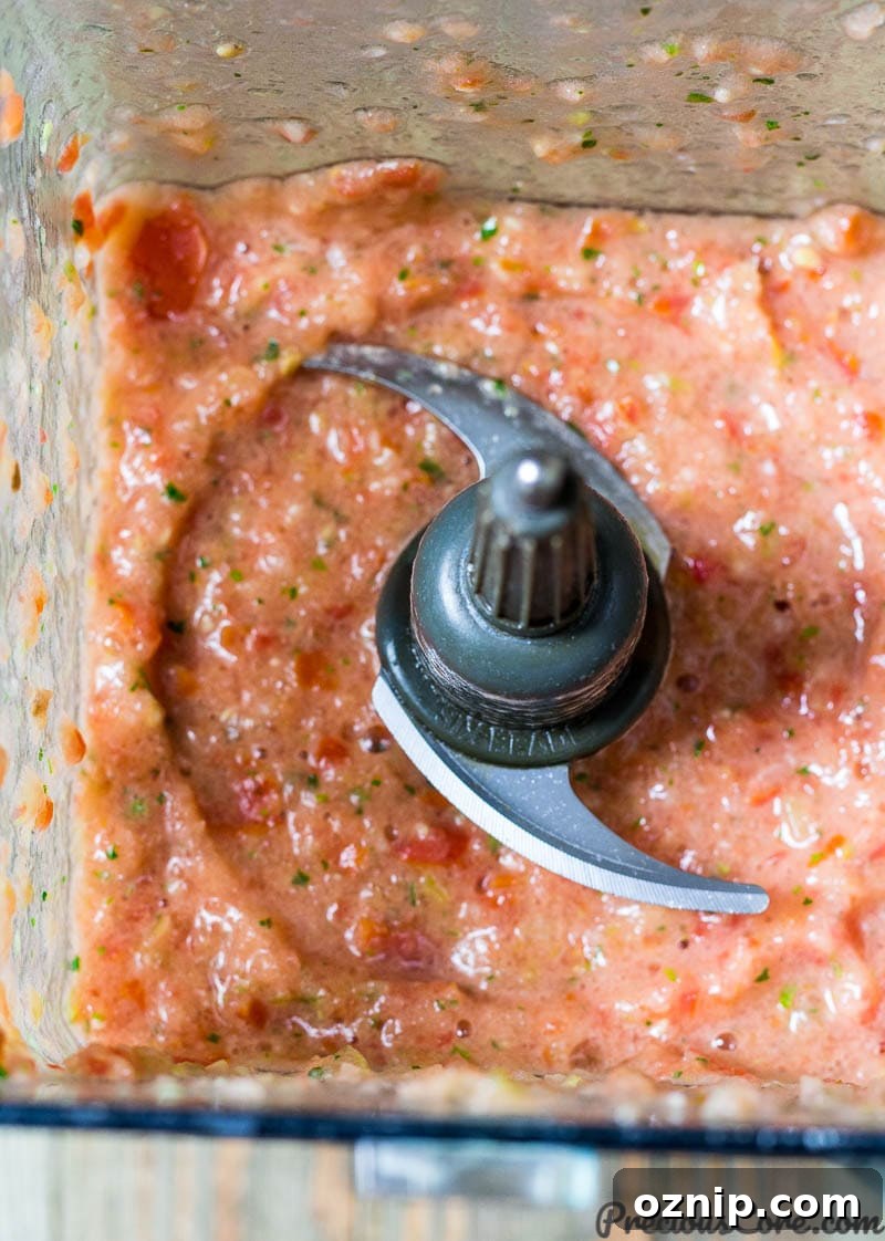 Vegetable mixture in a blender.