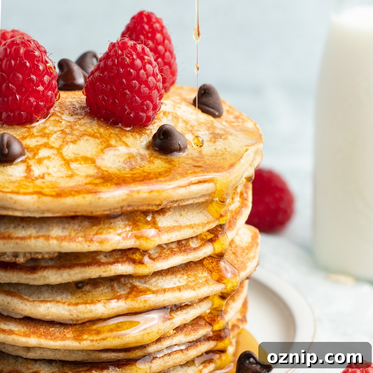 This is a picture of a stack of cottage cheese protein pancakes.