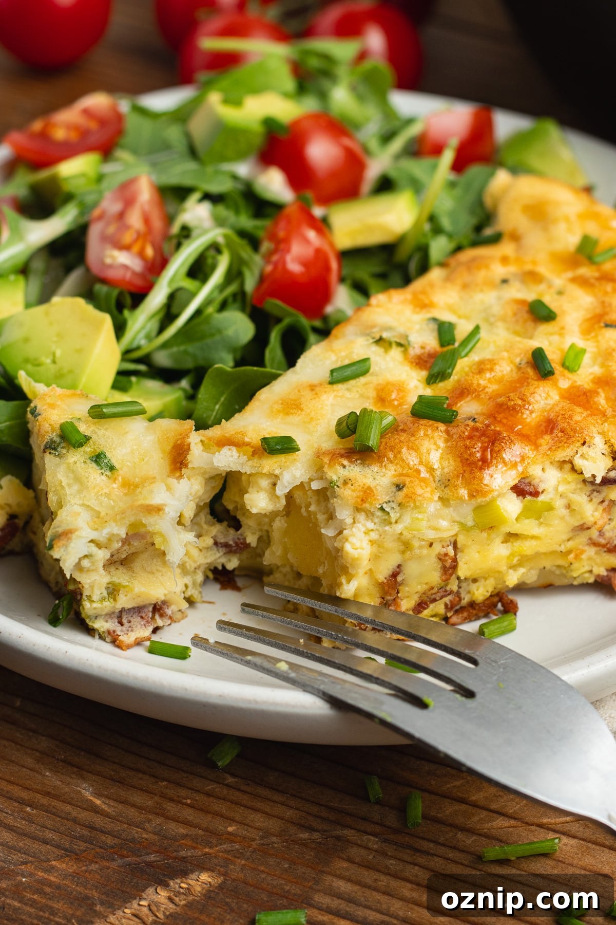 This is a close up picture of the frittata.
