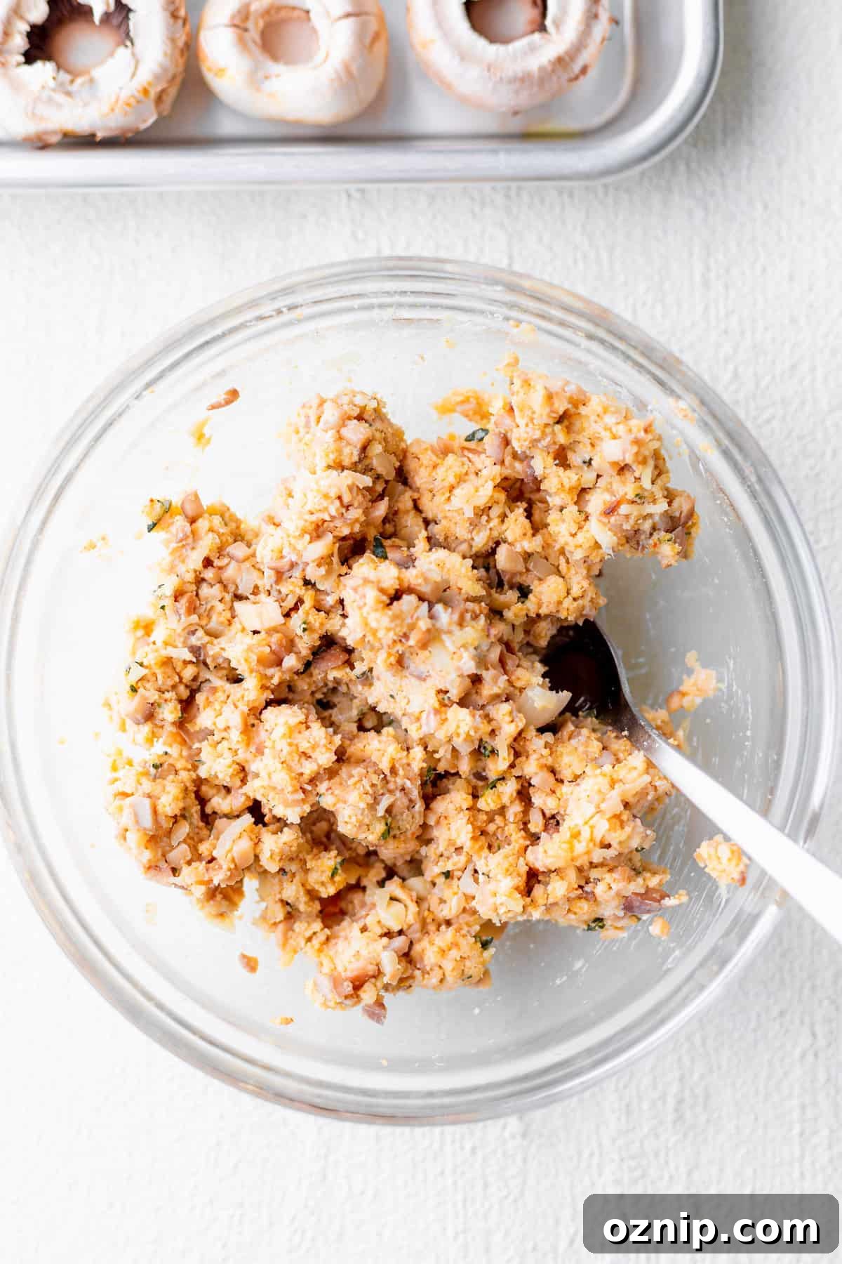 cream cheese stuffed mushroom filling in a bowl