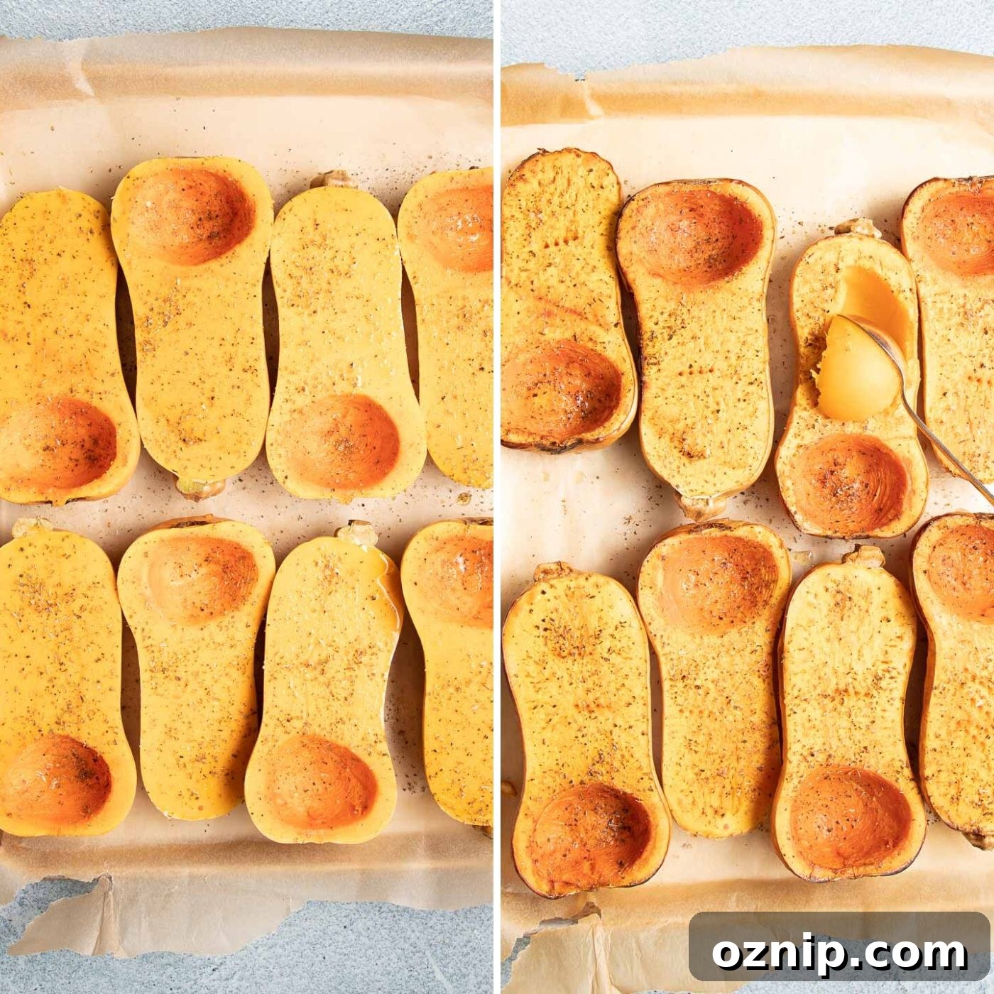 Roasted Stuffed Butternut Squash Recipe 5 Butternut squash halved and roasted.