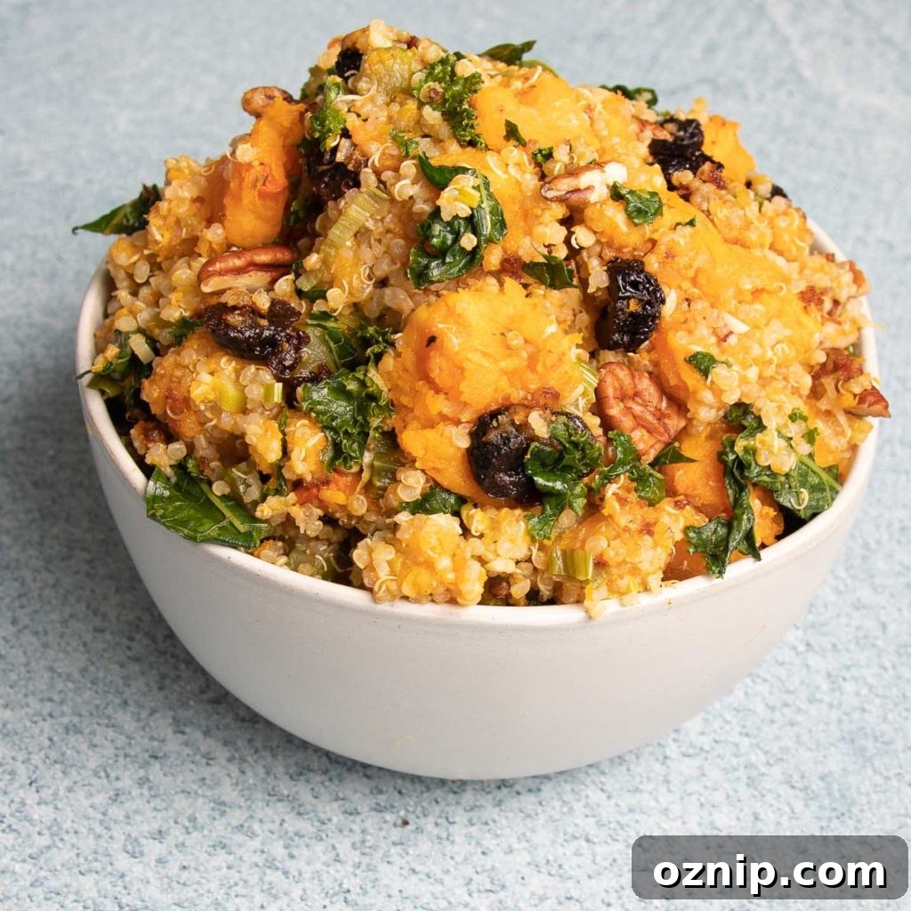 Roasted Stuffed Butternut Squash Recipe 8 A bowl of squash stuffing.