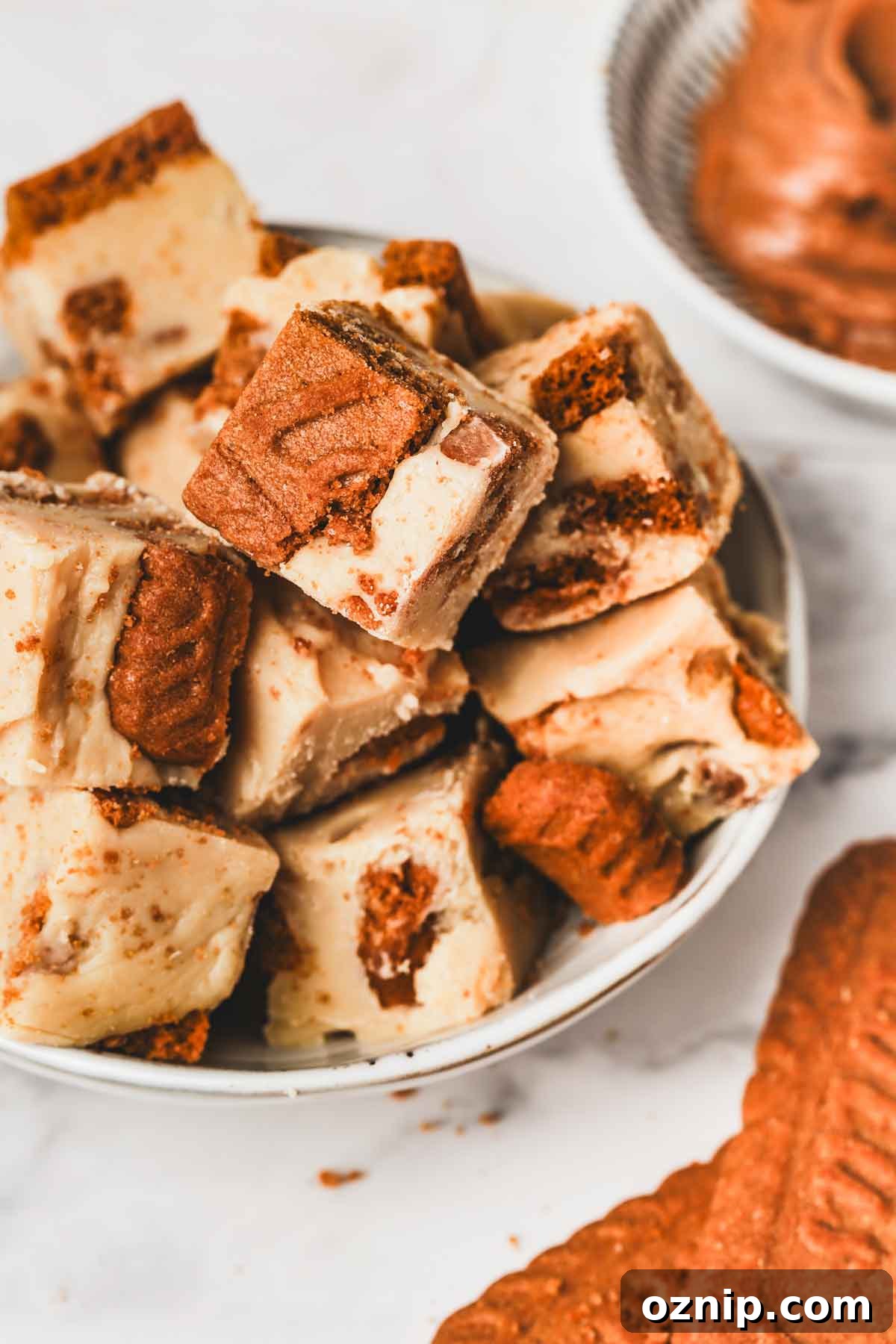 Speculoos Cookie Butter Fudge Recipe 2 fudge au spéculoos dans un bol