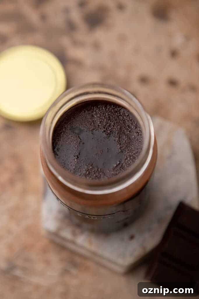 overhead shot of chocolate syrup for coffee