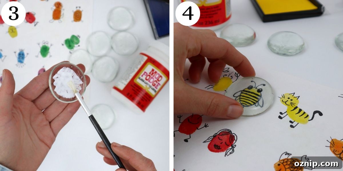 DIY Fingerprint Glass Magnets for Kids Keepsakes 6 Unique Fingerprint Glass Magnets Instructions 3-4