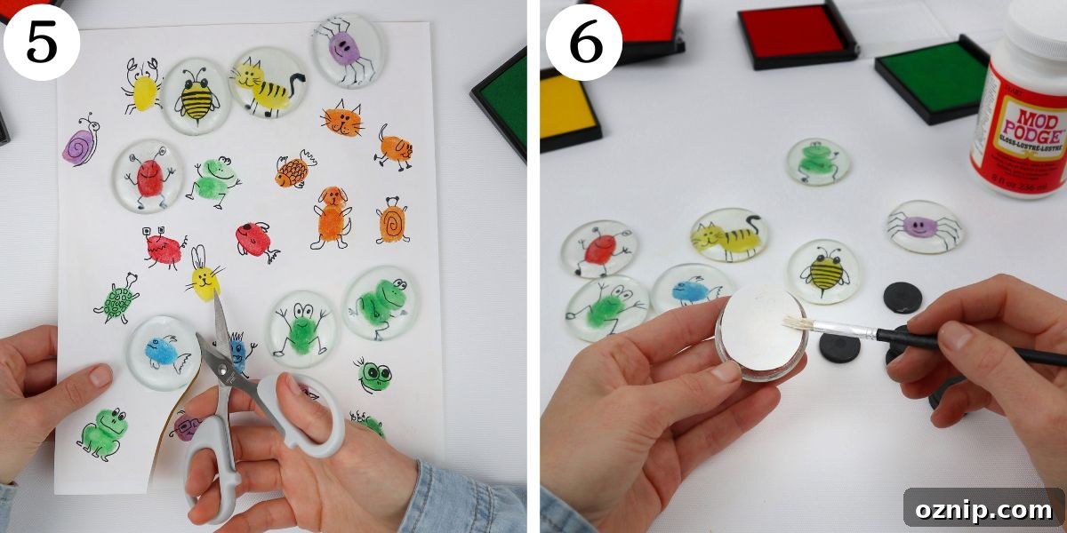 DIY Fingerprint Glass Magnets for Kids Keepsakes 7 Cute Fingerprint Glass Magnets Instructions 5-6