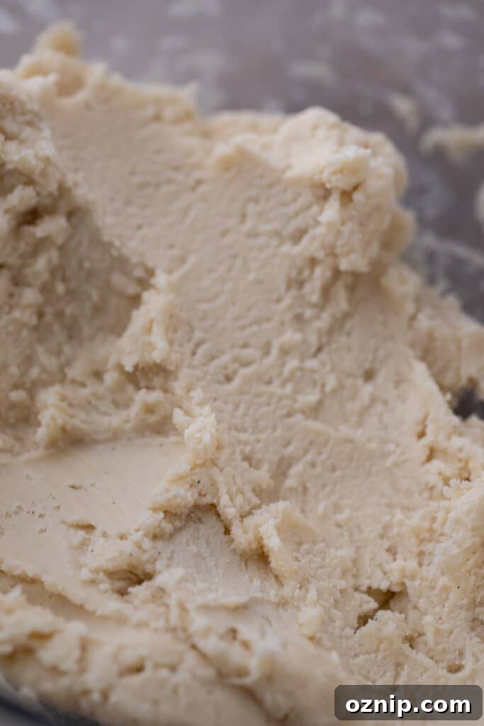 Melting Moments Cookies Recipe That Melt in Your Mouth 6 fully mixed cookie dough of cornstarch cookies in a bowl