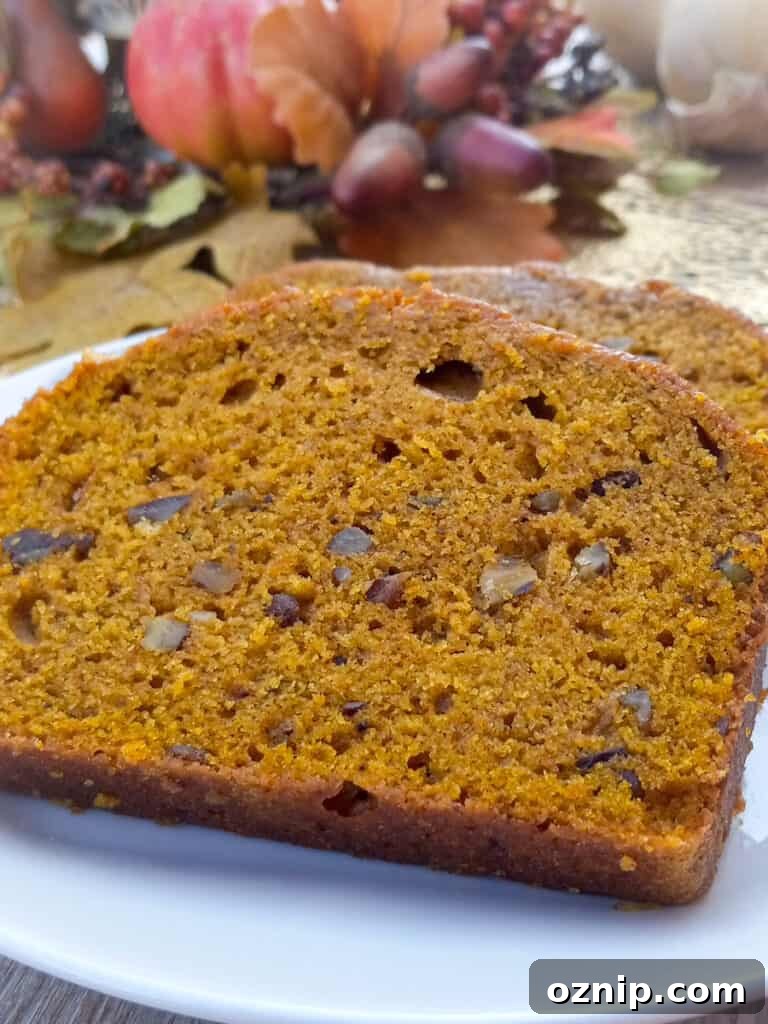 pumpkin nut bread slices.