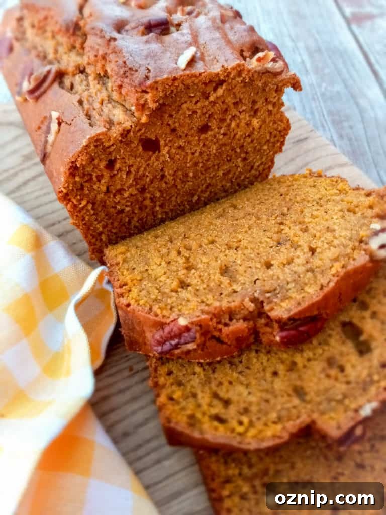 slices cut from a loaf of pumpkin bread.