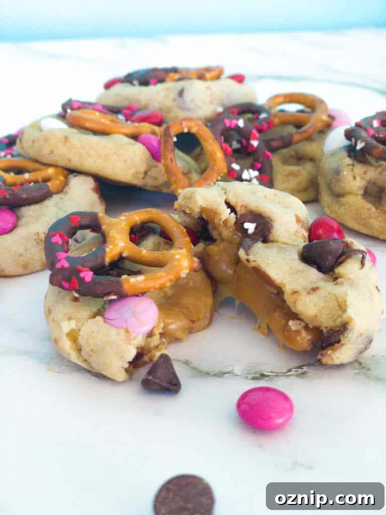 Caramel filling inside cookie