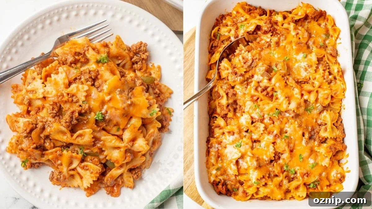 Sloppy joe casserole photo collage.