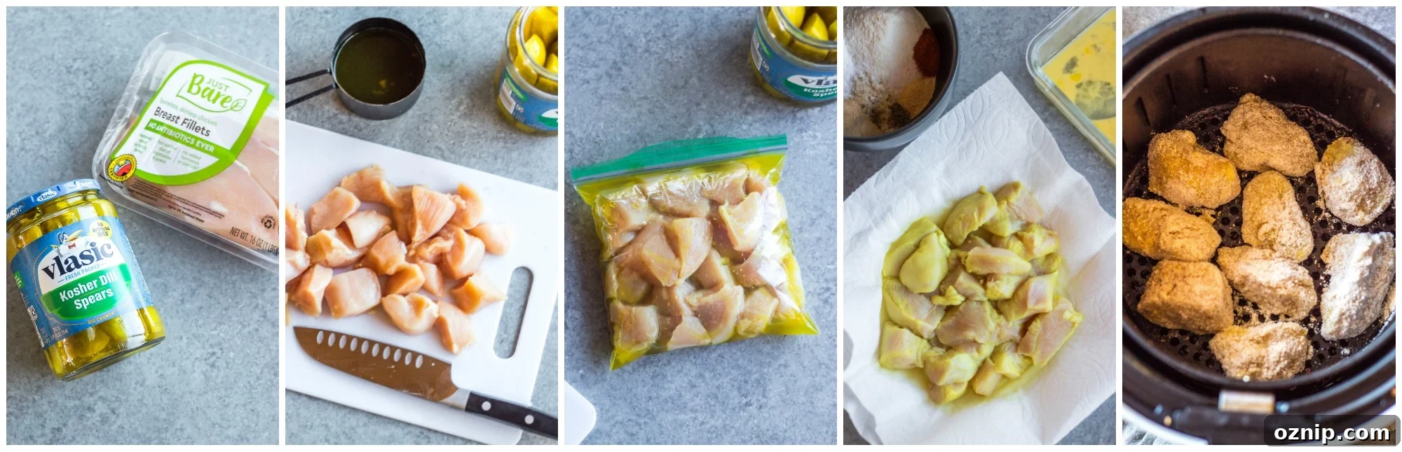 Air Fryer Chicken Nuggets — Chick-fil-A Copycat (Whole30, GF) 2 Air fryer cooking process for Whole30 chicken nuggets