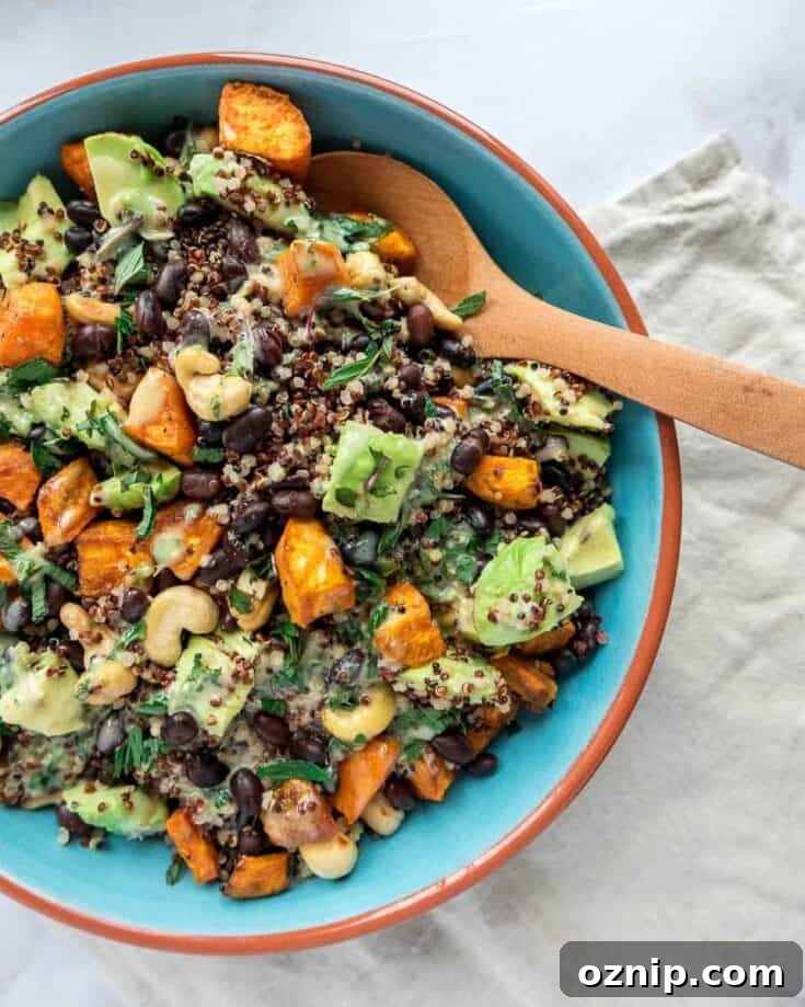 Roasted Sweet Potato and Black Bean Quinoa Salad