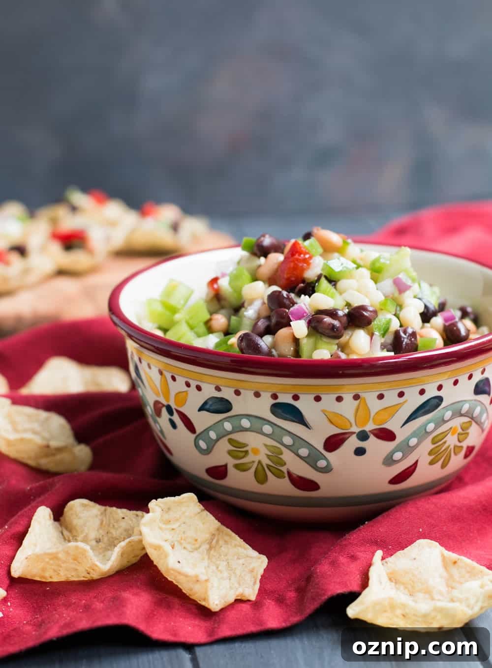 Jalapeno Bean Salsa. Lightly sweet with a bit of heat, this salsa gets recipe requests every where it goes! It's a great make ahead recipe.