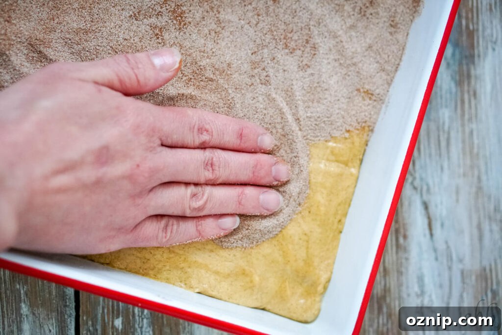 Sprinkling cinnamon sugar