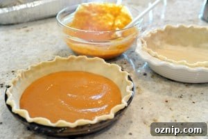 Southern Pumpkin Chess Pie Recipe 5 Pumpkin filling divided into piecrusts.