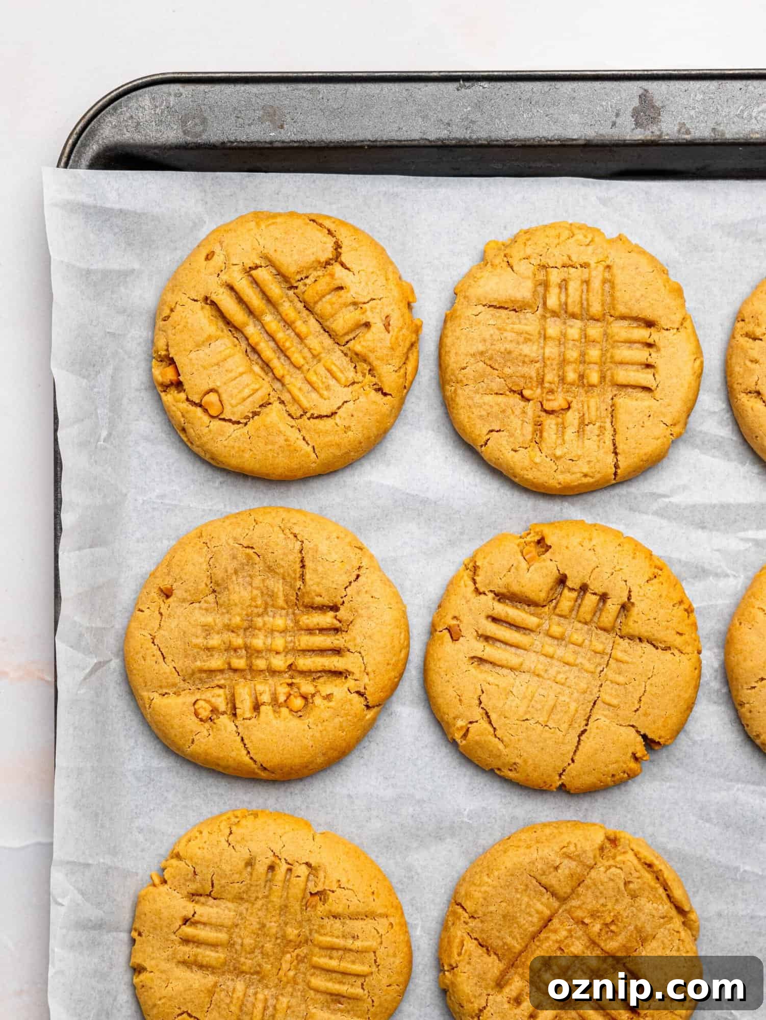 Freshly baked peanut butter made without butter.