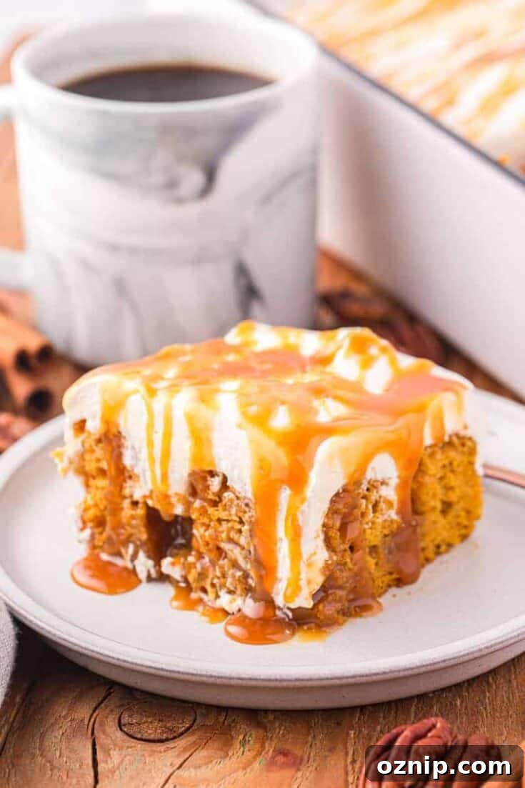 Pumpkin Caramel Poke Cake