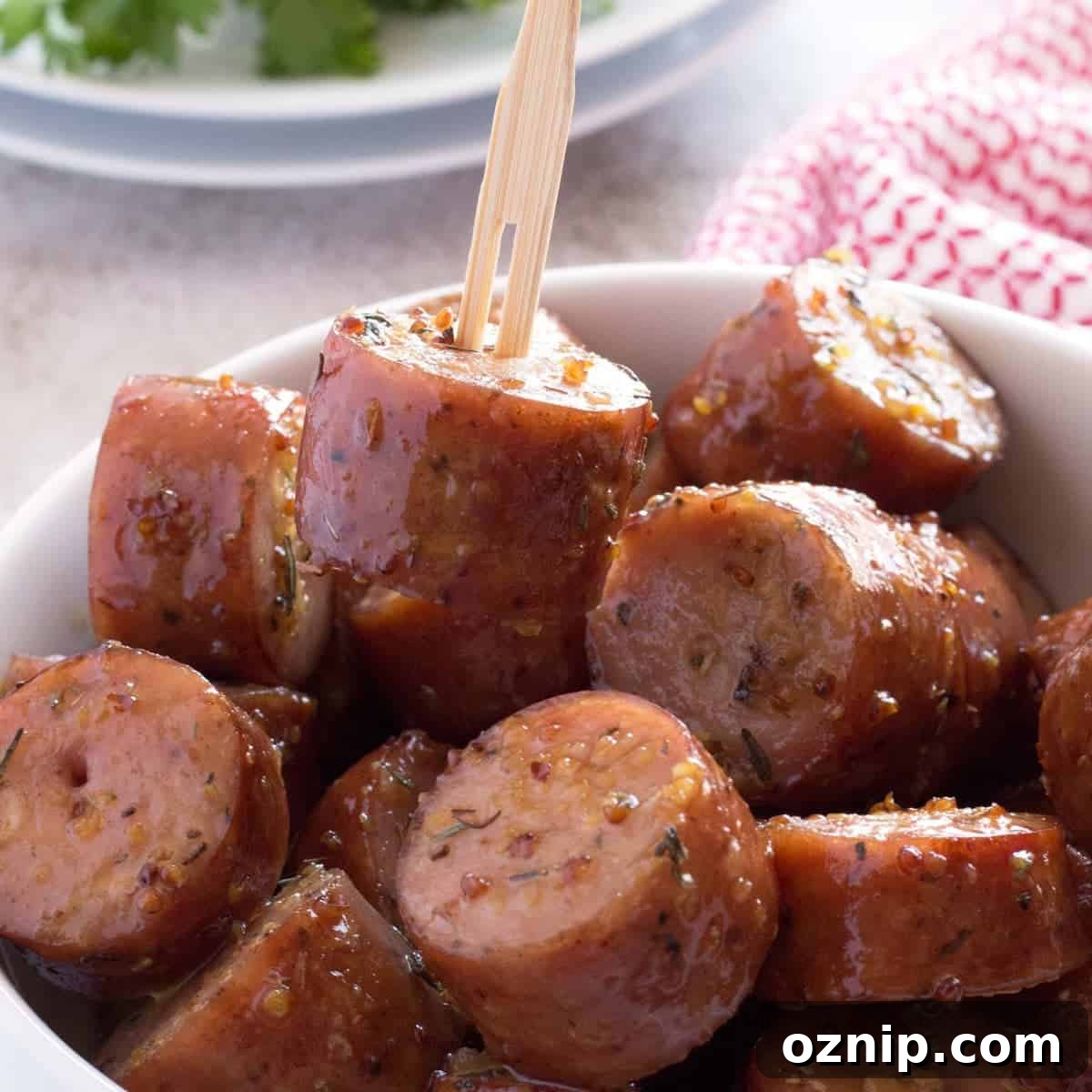 Chicken Apple Sausage Appetizers with Maple Glaze