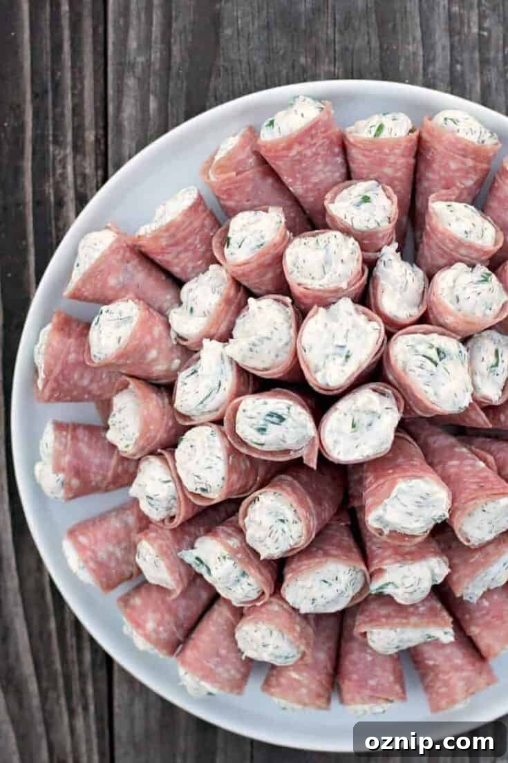 Salami Rollups with Herb Cream Cheese